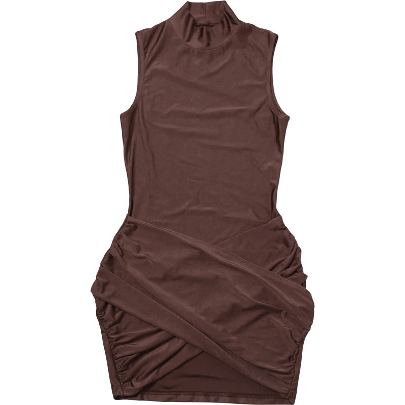 Chic Summer Mini Dress – High Collar Sleeveless Party Wear