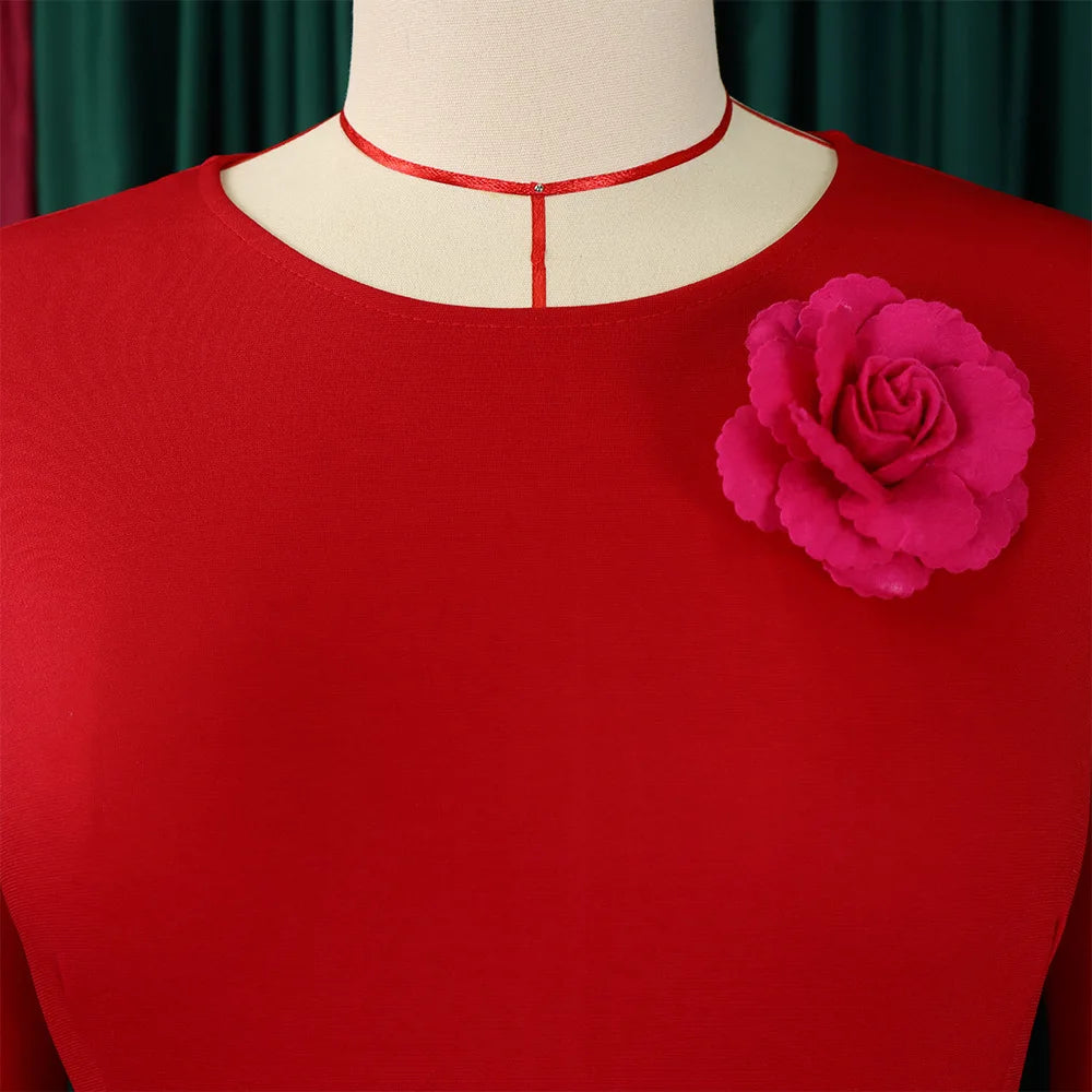 2026 Sexy Solid O Neck Long Sleeve @Lady Curvy Dress