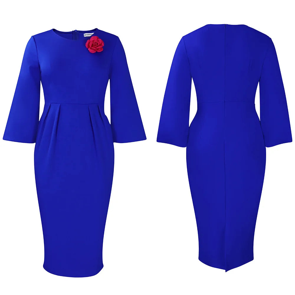 2026 Sexy Solid O Neck Long Sleeve @Lady Curvy Dress