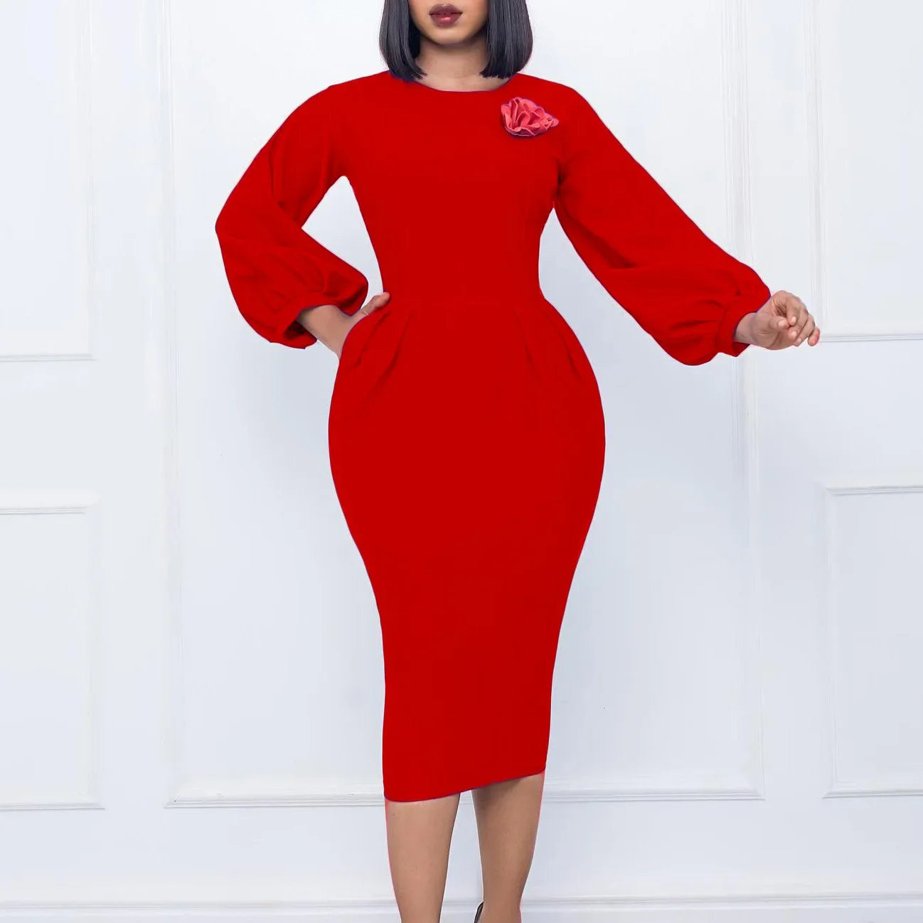strapless open back dress 2026 Sexy Solid O Neck Long Sleeve @Lady Curvy Dress – Mimi's Luxe  Collection