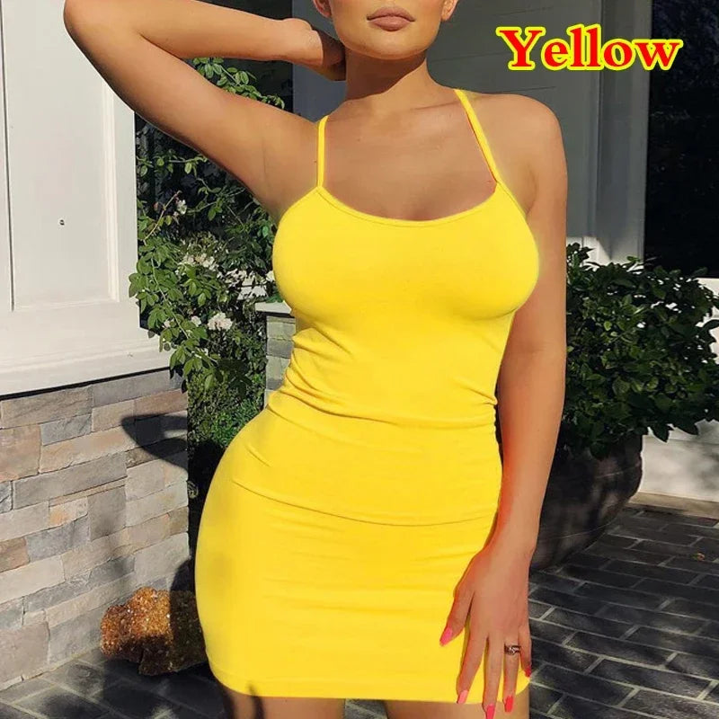 Summer Mini Dress 2026 Women Sexy Bodycon @Sheath Sundress