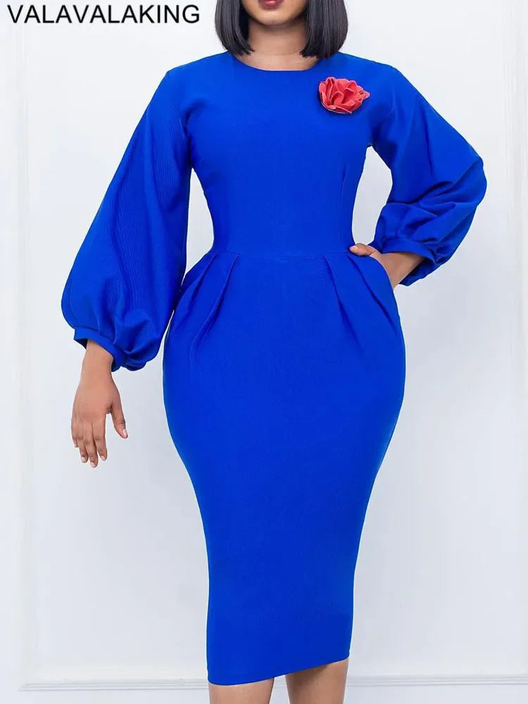 2026 Sexy Solid O Neck Long Sleeve @Lady Curvy Dress