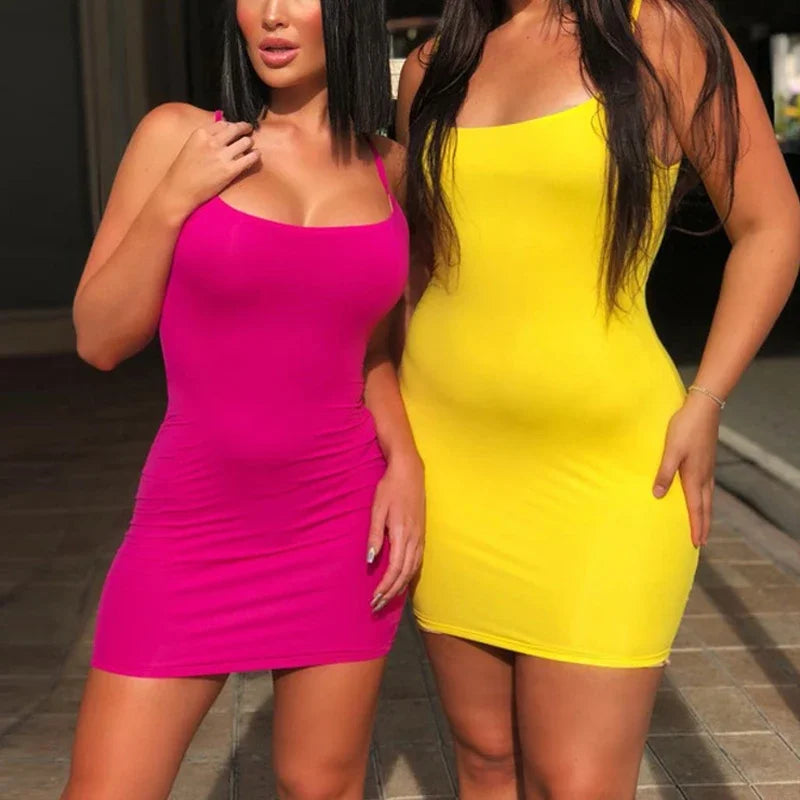 Summer Mini Dress 2026 Women Sexy Bodycon @Sheath Sundress